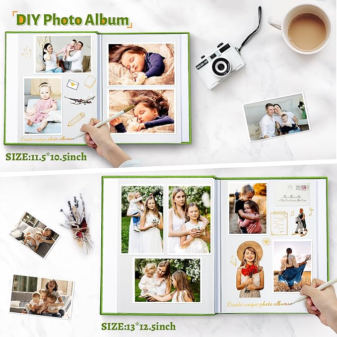 Artfeel Photo Album Self Adhesive Scrapbook,120 Pages Large Photo Book for 4x6,5x7,8x10 Pictures,DIY Album for Baby Wedding Family Travel Birthday,with Metallic Pen and Scraper - Image 3