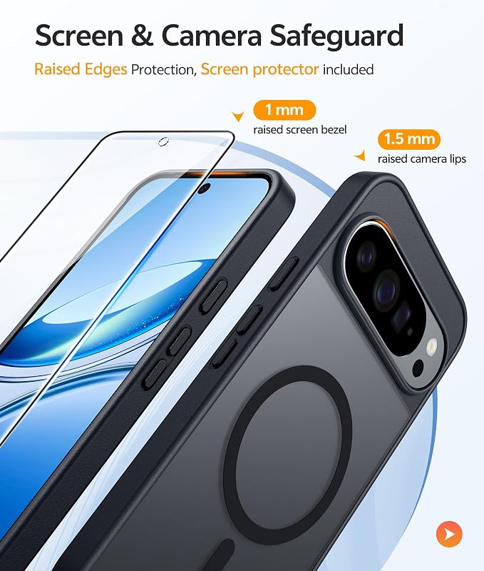 FNTCASE for Google Pixel 10 / Pixel 10 Pro Case, Compatible with Magsafe | Screen Protector, Translucent Matte, 14FT Military Grade Drop Protection, Shockproof Protective Phone Cover, Black - Image 4
