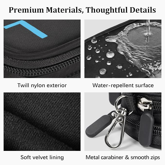WOMACO Contact Lens and Glasses Organizer Case, 2-in-1 Travel Pouch for Daily Disposable Contacts and Eyeglasses, L/R Compartments, Soft Lining, Storage up to 10 Lens (Black, Medium) - Image 6