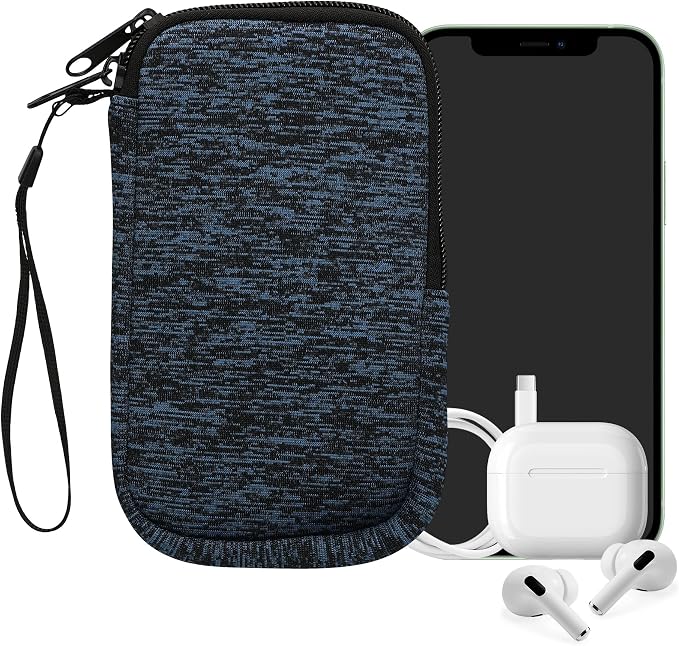 kwmobile Universal Phone Pouch Size L - 6.5" - Neoprene Smartphone Pouch with Zip - Water-Repellent Mobile Phone Case - Sleeve in Deep Ocean/Black - Image 8