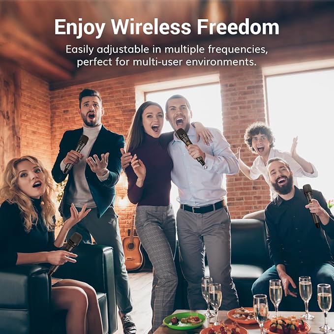 TONOR Wireless Microphones System, Handheld Microfono Inalambrico, Gray | 4x10 Channels Cordless Mics, 60 m/200FT UHF Range with Stable Signal Transmission for Karaoke Singing Party Church Wedding - Image 8