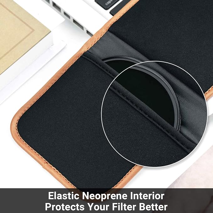 PROfezzion 3-Pocket Filter Pouch Case for Camera Lens Filter up to 82mm | Shock Resistant & Anti Scratch, Photography Foldout Filter Carry Case, with Microfiber Cleaning Cloth, Hook and Loop Design - Image 4