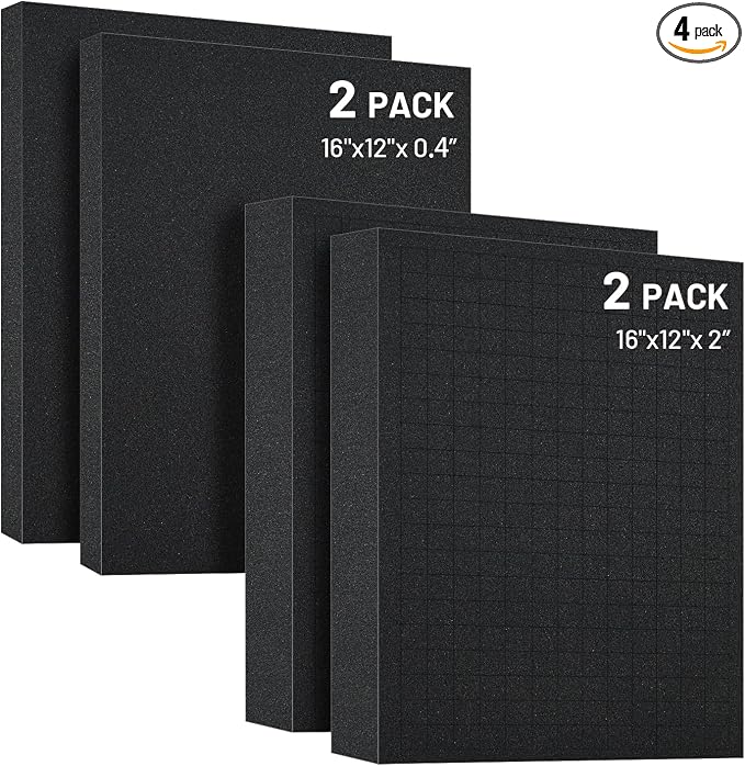 Dual-Thickness Case Foam Insert Kit 4PCS (2PCS 16x12x2" + 2PCS 16x12x0.4") - Pick and Pluck Protective Layer for Tool Drawers, Game Cases & Collectible Organizers by Unknown