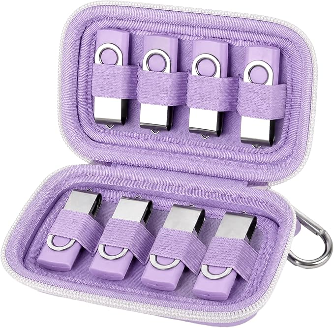 ALKOO Flash Drive Case USB Storage Case, Thumb Drive Holder, Holds 8, Black | Hard Shell, 8 Elastic Slots for USB Drives and SD/Memory Cards, Portable Travel and Office Organizer, Case Only, Black by ALKOO