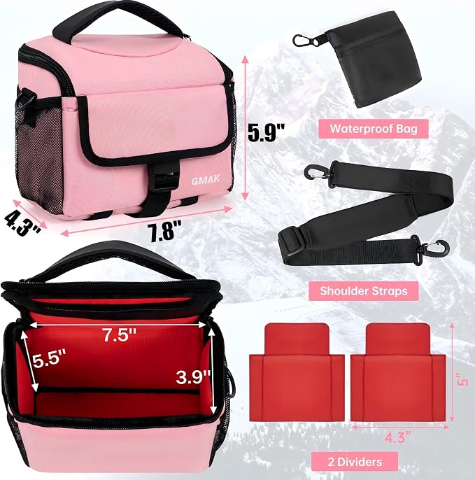Camera Carrying Case, Camera Storage Bags Anti-Shock Crossbody Camera Case | Digital Camera Case with Rain Cover Compatible for Canon, Nikon, Sony, Fuji DSLR/SLR/Mirrorless Cameras, Lens and Accessories - Image 3