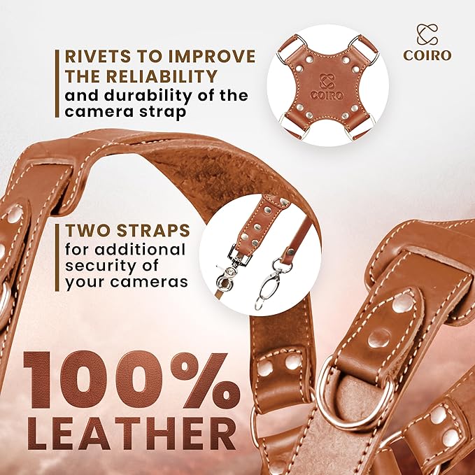 Dual Camera Harness Leather Camera Strap DSLR/SLR, All-Day Comfort - Image 3
