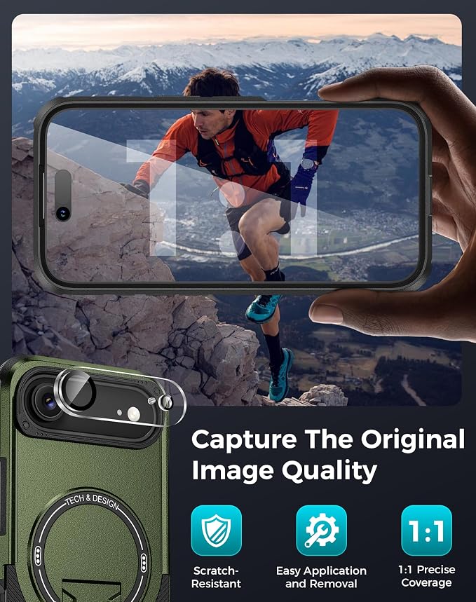 Goton 3 in 1 for iPhone Air Case with Privacy Screen Protector Green | Glass Camera Lens Protector,Compatible for MagSafe,Invisible Kickstand, Shockproof Phone Cover for iPhone 17air - Image 7