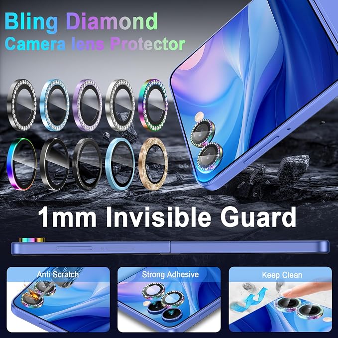 Meshine for Samsung Galaxy Z Flip 8 Camera Lens Protector,Scratch Proof,Strong Adsorption,9H Hardness with Metal Ring Camera Cover,Ultra Thin Case Friendly,Accessories Lens Protector,Shiny Colorful - Image 5