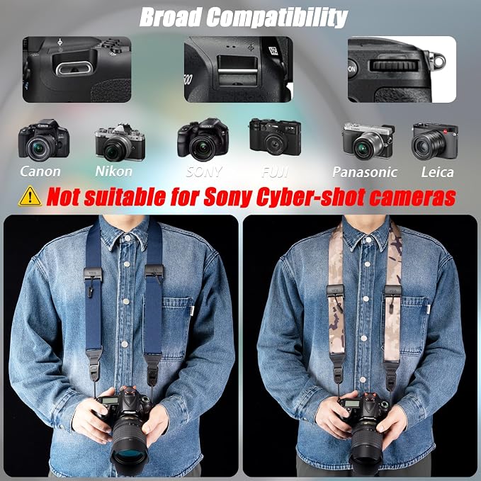 VKO Camera Strap,Quick Release Crossbody Adjust Neck Shoulder Strap | for Photographers Full-frame DSLR SLR Cameras 38mm - Image 3