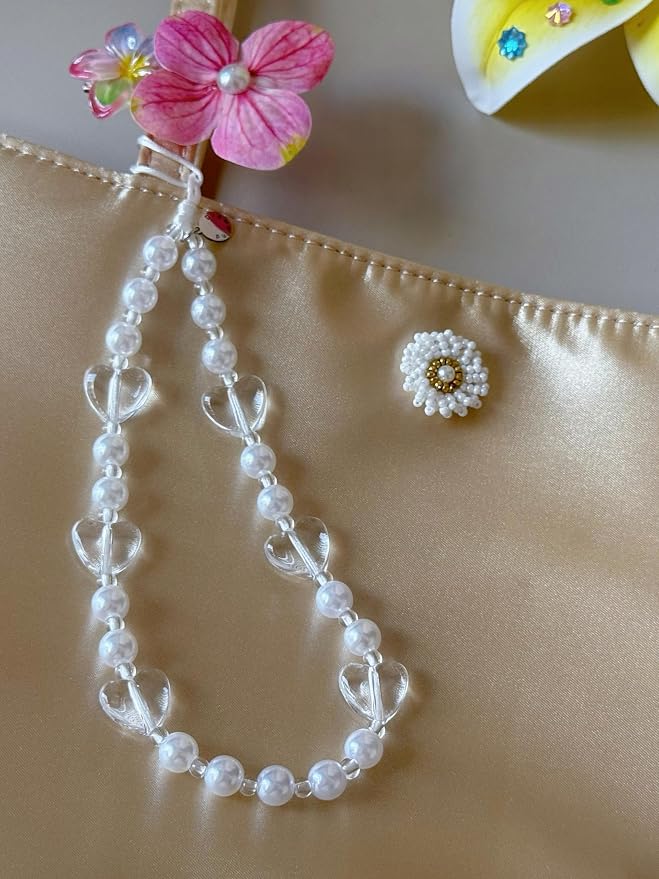 Drawwind Phone Charm Strap Cute Wrist Straps Cell Phone Charm String Y2K Aesthetic Lanyard Wristlet Chain for Case Camera AirPods Bags Keychains (Pure Hearts) - Image 3