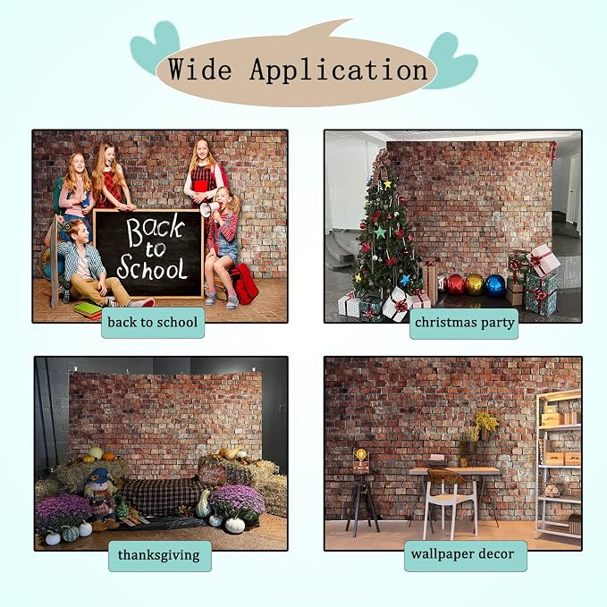 Red Brick Wall Backdrops for Photography Brick Photo Backdrop 10x6.5ft Vinyl Newborn Baby Adults Portrait Wallpaper Video Conference BackgroundBirthday Party Baby Shower Studio Props - Image 5