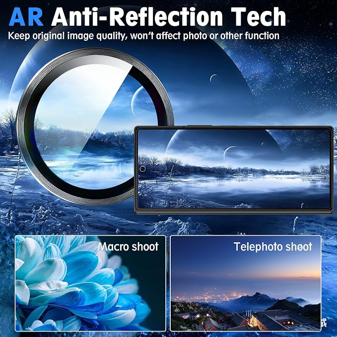 SiHPuoy Camera Lens Protector for Samsung Galaxy Z Fold 8 Ultra, Black | 9H+ Tempered Glass, Military Grade Shatterproof,Anti-Scratch, Case Friendly,HD Metal Camera Cover,Does not Affect Night Shots - Image 6