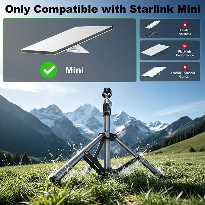 for Starlink Mini Tripod Stand Mount with Adapter Kit Accessories | Adjustable Height Tripod Mounting Adapter Compatible with Starlink Mini,Portable Sturdy Stand for Outdoor Camping, Travel, Rv - Image 2