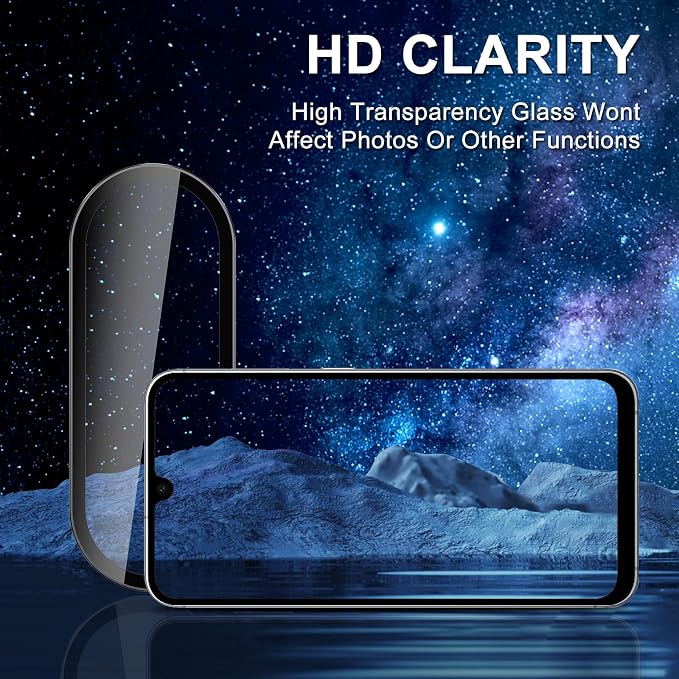 for Samsung Galaxy A36/A56 Camera Lens Protector, Individual Metal Ring Tempered Glass Lens Cover, [Strong Adsorption] Scratch Resistant Ultra-Thin HD Clear Lens Cover, 1 Set-Black - Image 4