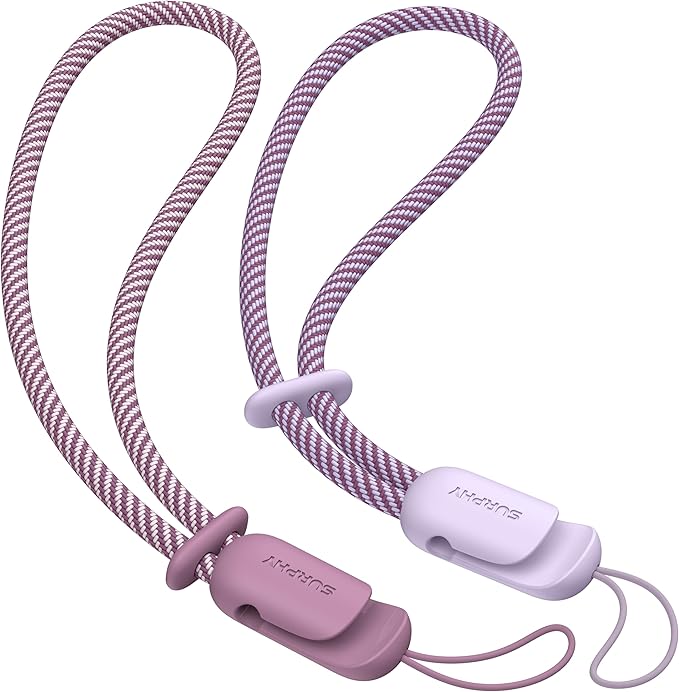 SURPHY 2 Pack Phone Lanyard, Phone Wrist Strap for Case, Camera Wrist Strap | Ultra-Light 2-Color Braided Phone Strap, Cellphone Charm Strap, Anti-Lost Wrist Lanyard for Women and Men,Lilac Lilac Purple by SURPHY