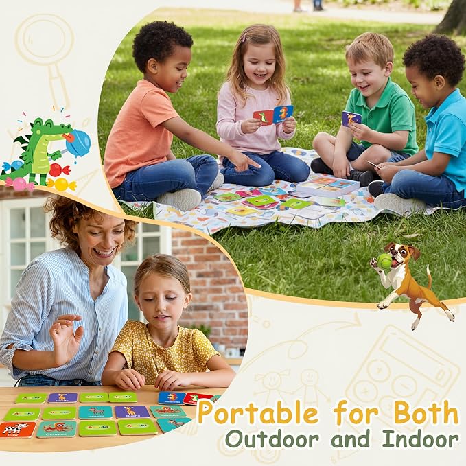 72 PCS Memory Match Game, Animal Matching Game for Kids 3 and up, Enhanced Memory Skills Card Games for Kids Ages 4-8 - Image 5