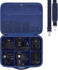 Large Camera Case Bag for Canon/Sony/Nikon Camera and Multiple Lens Navy | Hard Travel Carrying Case Bag for Canon/Sony/Nikon DSLR SLR Mirrorless Camera and Multiple Lens with 5 Dividers by LTGEM