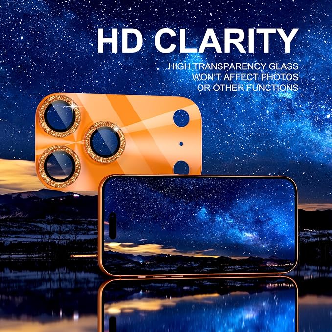 Choiche for iPhone 17 Pro Max Camera Lens Protector, Light-Orange | Bling Metal Camera Cover with 9H Tempered Glass Lens Screen Protector Accessories, Strong Adsorption, Case-Friendly, 6.9-inch - Image 6