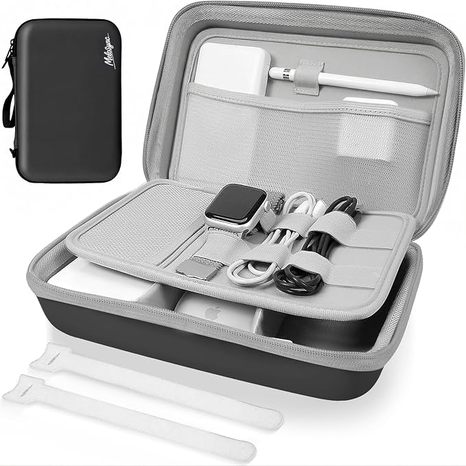 Hard Travel Electronic Organizer Case for Power Bank Chargers Cables USB Flash Drive SD Card Electronics & Backpack Organizer Travel Case Small Portable Accessories Bag, Black by MeloSync