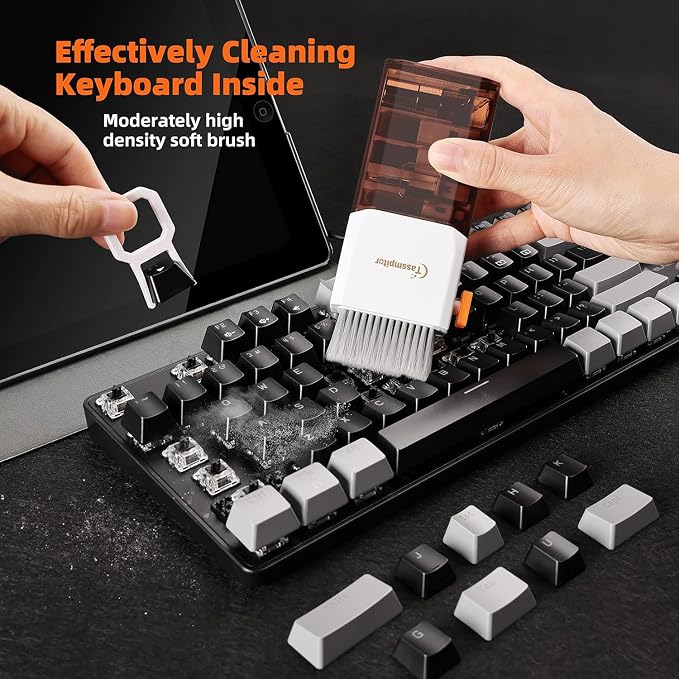 All-in-1 Keyboard Cleaner Laptop Cleaning Kit,Computer Screen-Safe Tools | MacBook iPad iPhone,Electronics Brush Tool for PC Camera Lens Earbuds,Deep Cleaning Spray Cloth, High-Density Soft Brush - Image 2