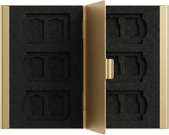 SD Card Holder Case Small Aluminum Memory Organizer Wallet for Photographers Storage Holders for 6 SD and 12 TF Cards Compact Double-Layer Case for Travel and Daily Use by YAFIYGI