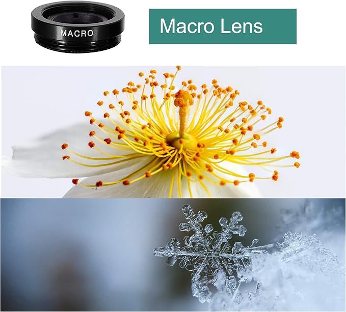 Ailun Phone Lens, 3 in 1 Clip on Fish Eye Lens+Wide Angle+Macro Lens | 180 Degree Fish Eye Lens, 0.65X Wide Angle, 10X Macro Lens, Universal HD Camera Lens kit, For Mobile Phone & Smartphone - Image 4