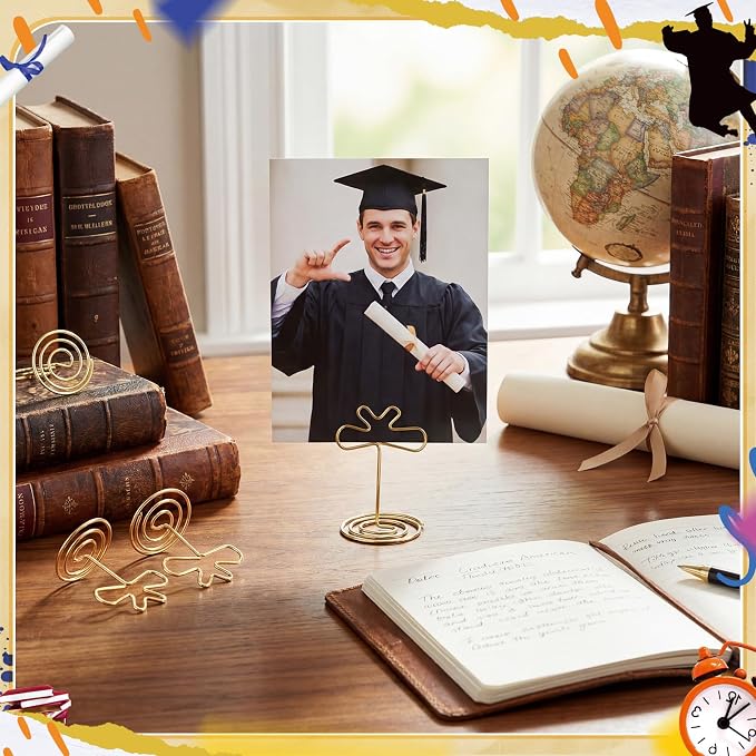 36 Pcs 2026 Graduation Gold Photo Holders for Table Centerpieces Metal Photo Holder Gold Picture Display Stands Menu Memo Clips for Graduation Party Table Decoration Supplies(Certificate) - Image 5