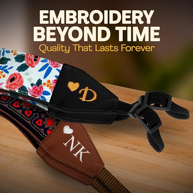 Art Tribute Custom Camera Strap White Flowers - Add Your Text and We Make It Especially For You Get Your Own Personalized Gift Camera Strap, No Shipping Cost! - Image 2