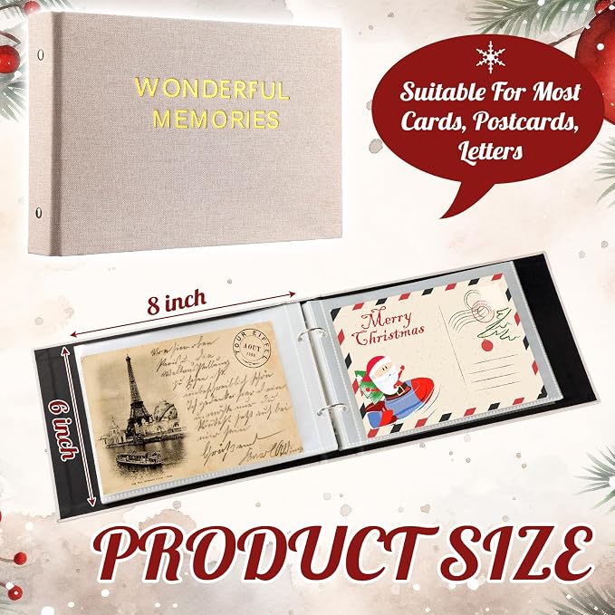 Spiareal Wonderful Memories Card Organizer Set Greeting Card Holder 6 x 8 Inches 100 Pages Stamping Binder Album Display Organization Storage for Memory Greeting Photo Gift - Image 2