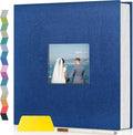 Popotop Photo Album Self Adhesive with Picture Display Window,60 Pages DIY Scrapbooking Supplies Kit for 4x6 8x10 Picture,Linen Cover Memory Book for Baby Wedding, with Scraper and Metallic Pen by Popotop