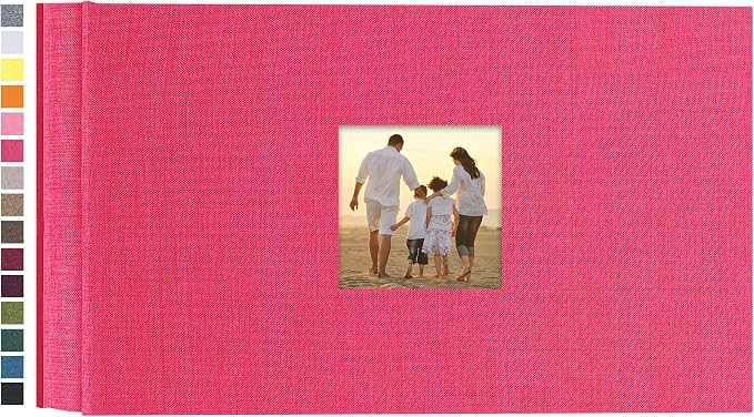 potricher Photo Album 4x6 Pictures, 100 Pockets, Linen Cover, Rose Red | Linen Cover, Front Window, Large Capacity 4x6 Picture Albums, Photo Book for Family, Wedding, Anniversary, Baby, Keepsake by potricher