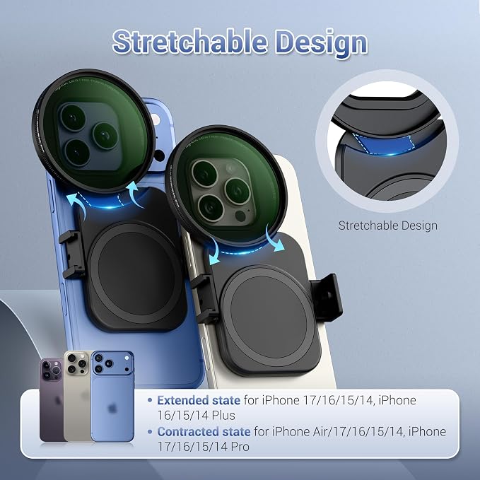 Upgraded 67mm CPL Filter for iPhone 17, Lens Filter Adapter Pouch Set for iPhone 17 16 15 14 Pro Pro Max Plus Air, Magnetic Phone Lens Filter Ring with 1/4-20" & Cold Shoe Pull-Out to Fit 17 Pro Max - Image 3