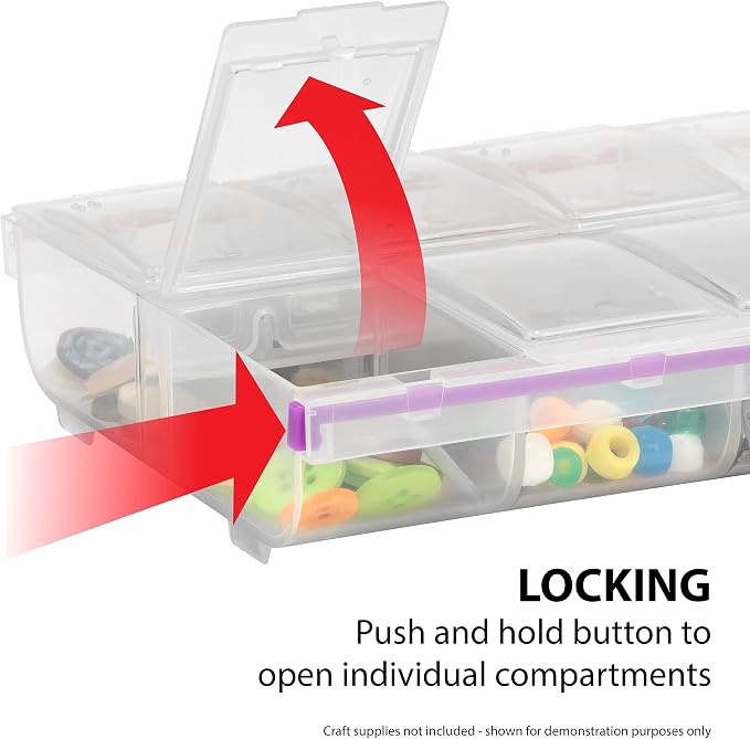 Craft Mates Craft & Sewing Supplies Organizer, 14 Locking Compartments, 3XL | Clear Plastic Storage for Buttons, Pins, Jewelry, Diamond Art & Craft Supplies, Large Portable Organizer for Crafters - Image 2