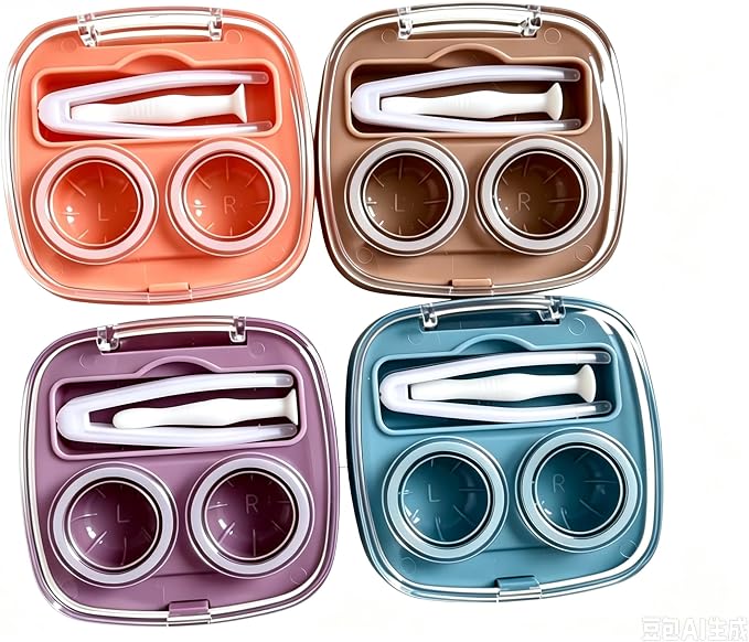 Contact Lens Case, Travel Size Flip Top Cute Colored Contact Lenses Applicator Remover Tool Kit Daily Outdoor (4 Pack) by Howinn