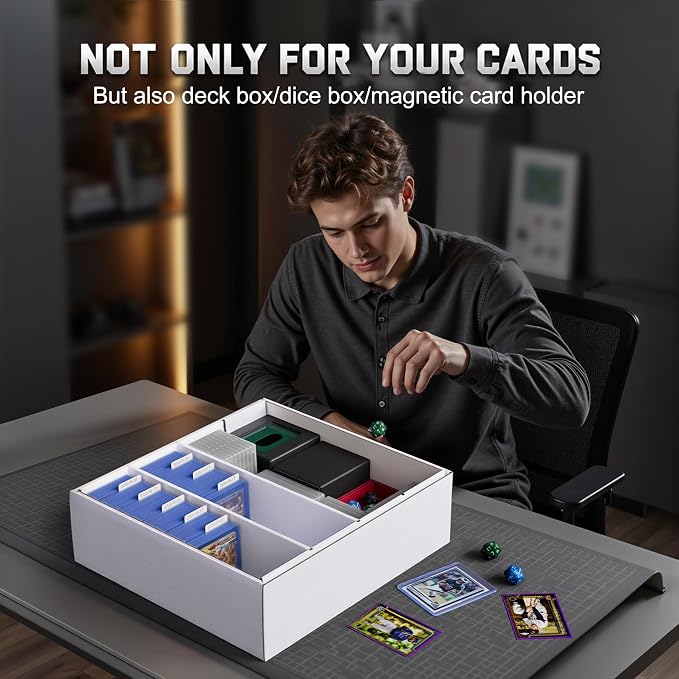 ZLCA 4 Row Trading Card Storage Box, 3200+ Standard Card 700+ Top Loader | Cardboard Storage Box with 20 Dividers, Bulk Card Storage Box for Top Loader MTG TCG PTCG Baseball Sports Card - Image 4