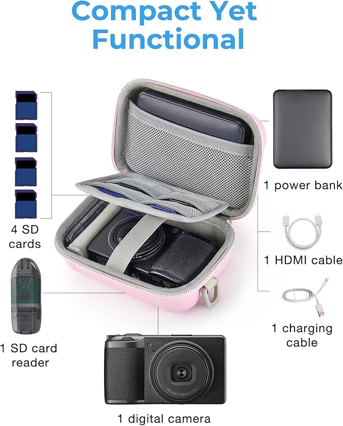BAGSMART Digital Camera Case, Small Camera Bag with 2 Carrying Ways, Pink | Lightweight Camera Sling Bag for Canon Powershnot ELPH 180/190/Sony DSCW800/DSCW830, Waterproof & Protective - Image 4
