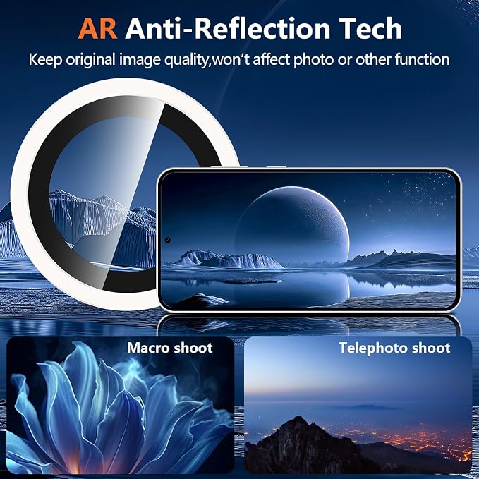 for Samsung Galaxy S25 FE Camera Lens Protector, Individual Metal Ring Tempered Glass Lens Cover, [Strong Adsorption] Scratch Resistant Ultra-Thin HD Clear Lens Cover, 1 Set-White Shine - Image 5