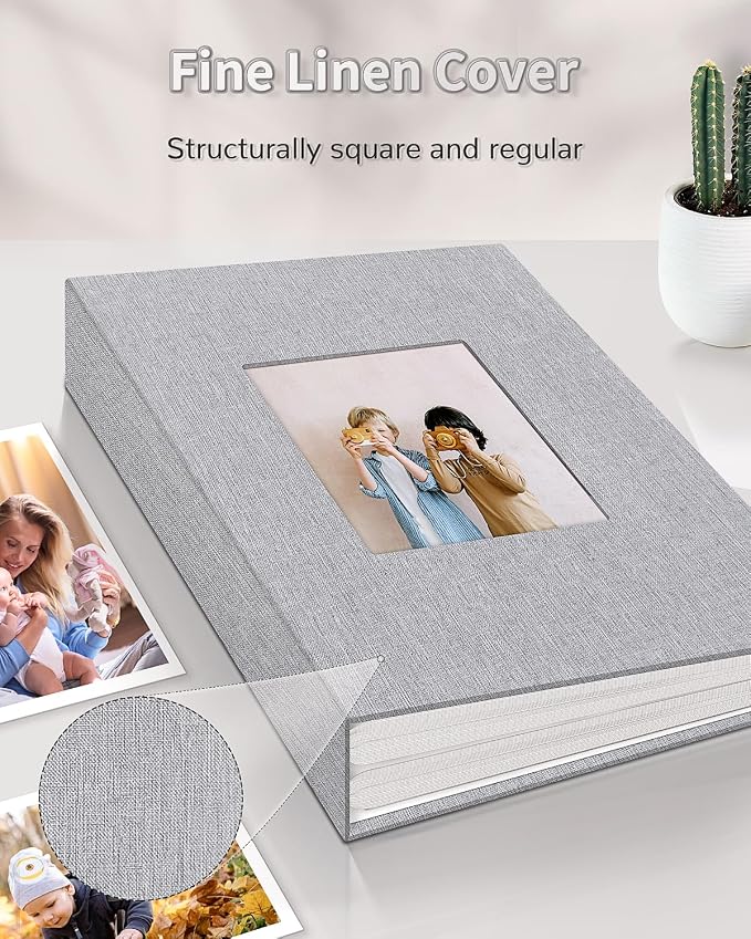 Artfeel Photo Album 4x6 with 100 Pockets,Slip-in Picture Albums,Linen Cover Memory Book with Front Window,White Page Vertical Photo Book for Wedding,Family,Anniversare,Baby,Vacation - Image 6