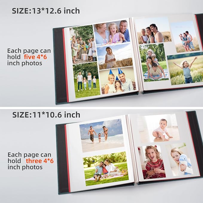 HoneyTolly Large Photo Album Self Adhesive with Picture Display Window, DIY Scrapbook Album for 4x6 8x10 Pictures, 40 Pages Linen Cover Memory Book with Scraper and Metallic Pen(Dark Green) - Image 5