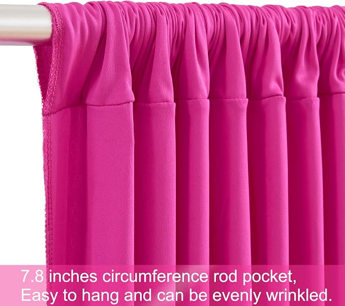 10 Panels Hot Pink Backdrop Curtains for Wedding Party Wrinkle Free Backdrops Curtain Drapes Fabric Decorations Fuchsia Photo Back Drop for Baby Shower Photography Stage Reception 50ft(W) x 12ft(H) - Image 7