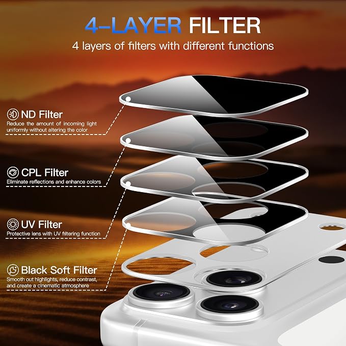 Suoman ND/UV Filter for iPhone 17 Pro Max Camera Lens Protector- Filter Kit | with ND/CPL/UV/Black Soft Filter Kit,Strong Adsorption,Tempered Glass Lens Film,All-in-one Metal Camera Cover - Image 4