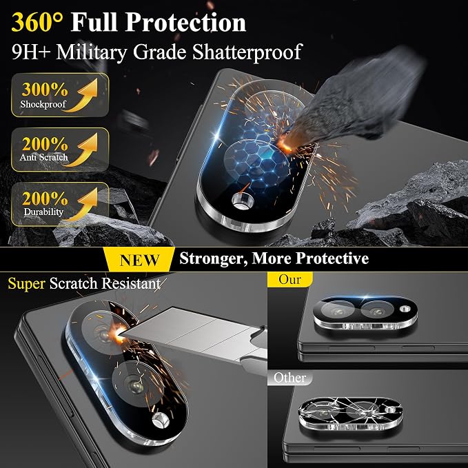 4 Pack Camera Lens Screen Protector Compatible with Samsung Galaxy Z Flod 8 | 9H Tempered Glass Camera Lens Cover Decoration, Case Friendly, High Definition, Scratch-Resistant - Image 3