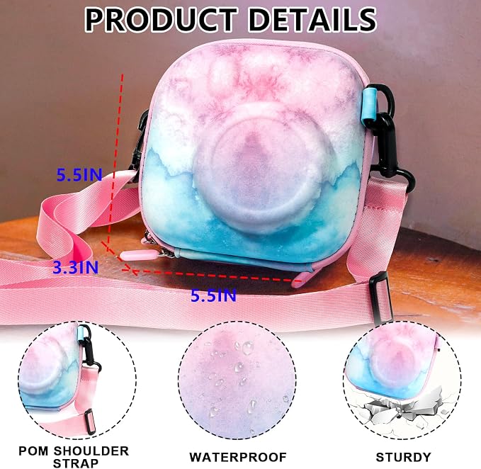 Mini Kit for Fujifilm Instax Mini Instant Camera, Blue Pink Pastel | Fits for Instax Mini 13/12/11/41/SE/EVO Camera, Universal Mini Camera Bag, with 64 Photo Album, DIY Stickers, No Camera - Image 3