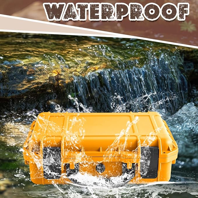 Relaxweex 1 Pcs Waterproof Hard Case with DIY Customizable Foam Insert Portable Protective Case with Knife for Camera Drones Equipments Tools Test Instruments(Yellow,8.5 x 6.5 x 3.7 Inch) - Image 5