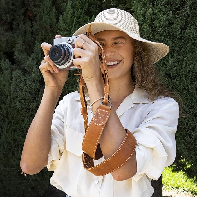 MegaGear Sierra Genuine Full-Grain Leather Camera Strap — Vintage Shoulder & Neck Strap for Canon, Sony, Fuji, Leica, Nikon, Olympus DSLR & Mirrorless — 39-47 in Adjustable, Hand-Stitched, Brown - Image 6