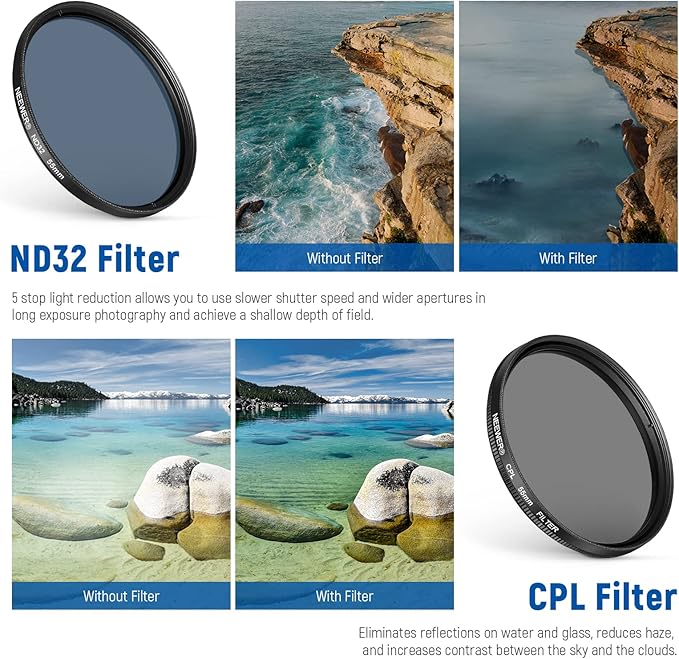 NEEWER 55mm ND + CPL + Star + 4 Graduated Color Filter Set | With Phone Lens Clamp, Compatible with iPhone 17 16 16e 15 14 Pro Max Plus Samsung Galaxy S26 S25 Ultra - Image 3