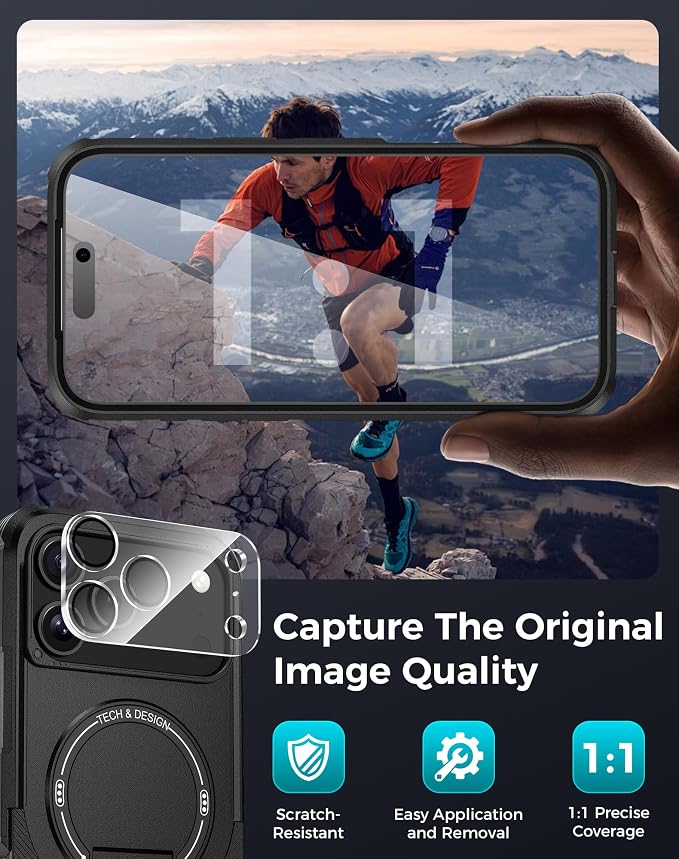 Goton 3 in 1 for iPhone 17 Pro Max Case with Privacy Screen Protector Black | Glass Camera Lens Protector,Compatible for MagSafe,Invisible Kickstand, Shockproof Phone Cover for iPhone 17 Promax - Image 7