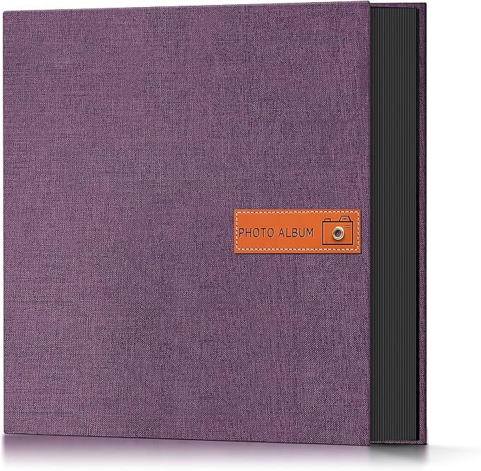 Popotop 4x6 Photo Album 200 Pictures, Linen Hardcover, Reinforced Spine | Compact 200-Photo Capacity, Acid-Free PP Slip-In Pockets, 2 Photos per Page, Black Inner Pages, No Memo Space by Popotop