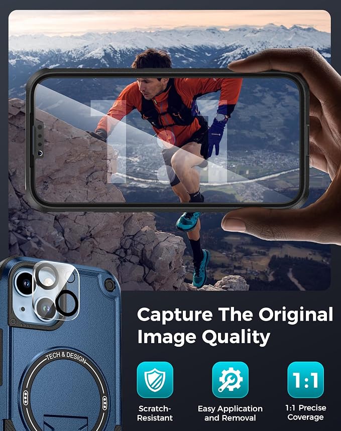 Goton 3 in 1 for iPhone 14 Case with Privacy Screen Protector Blue | Glass Camera Lens Protector,Compatible for MagSafe,Invisible Kickstand, Shockproof Phone Cover for iPhone14 - Image 7