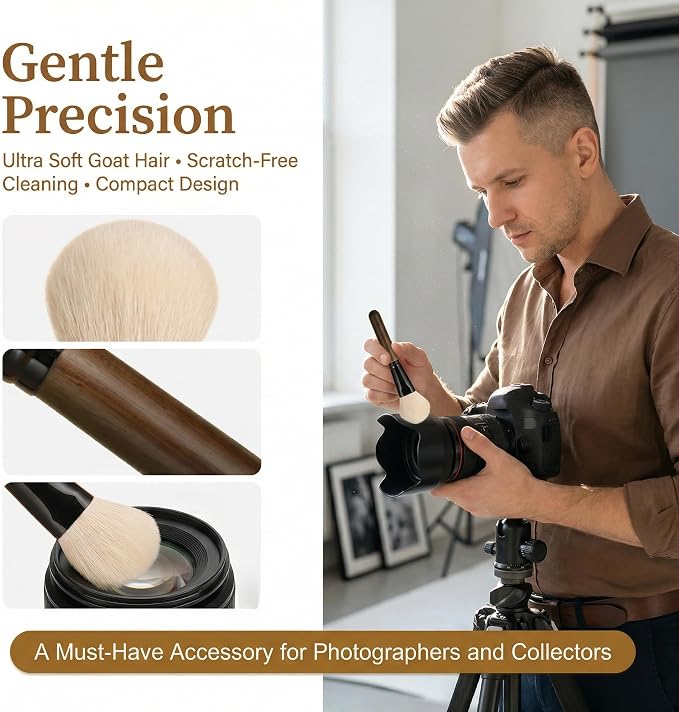 Lens Brush Camera Cleaning Kit for Lenses and Screen Goat Hair Cleaner Pen for DSLR Camera Computer Screen Soft Brush Cleaner Kit for Dust Removal and Lens Maintenance - Image 3